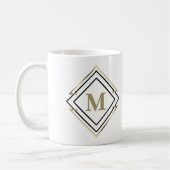 Geometrisches Diamantrahmenmonogramm Schwarz/Gold- Kaffeetasse (Links)