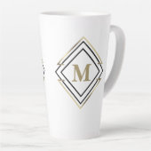 Geometrisches Diamantrahmenmonogramm Schwarz/Gold- Milchtasse (Rechte Ecke)