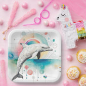 Geometrisches Dolphin Art Paper Plate - 9 Zoll Squ Pappteller (Party)