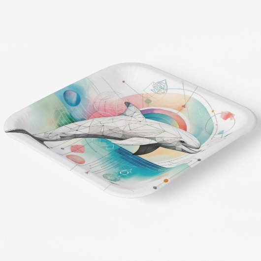 Geometrisches Dolphin Art Paper Plate - 9 Zoll Squ Pappteller (Gewinkelt)