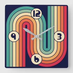 Geometrisches Doppelbogen-Design Quadratische Wanduhr