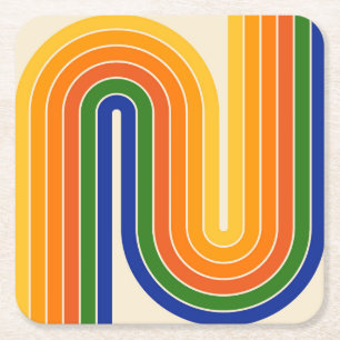 Geometrisches Doppelbogen-Design Rechteckiger Pappuntersetzer