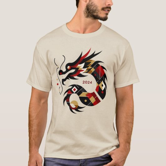 Geometrisches Dragon 2024 - Abstraktes Zodiakzeich T-Shirt (Vorderseite)