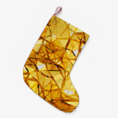 Geometrisches, dreidimensionales goldenes Metall Kleiner Weihnachtsstrumpf (Vorderansicht (hängend))