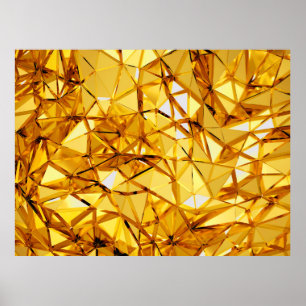 Geometrisches, dreidimensionales goldenes Metall Poster