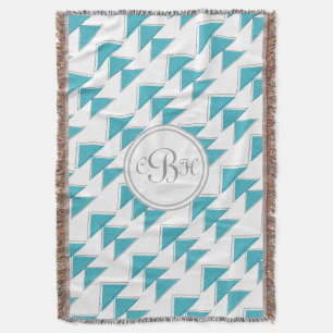Geometrisches Dreieck-Aqua und graues Monogramm-Mu Decke