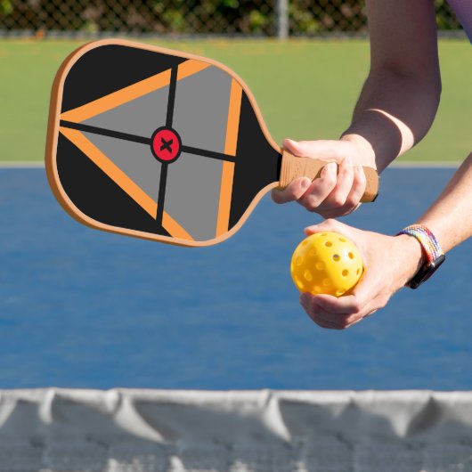 Geometrisches Dreieck Linien Formen Schwarzes Gold Pickleball Schläger (InSitu)