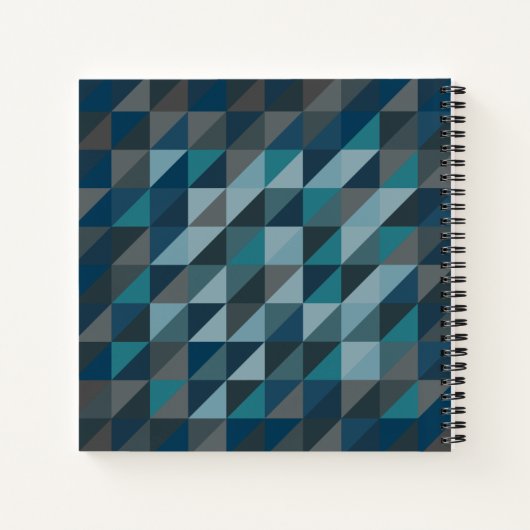 Geometrisches Dreieck Muster in Blau und Grau Notizblock (Rückseite)