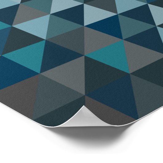 Geometrisches Dreieck Muster in Blau und Grau Poster (Ecke)