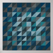 Geometrisches Dreieck Muster in Blau und Grau Poster (Vorne)