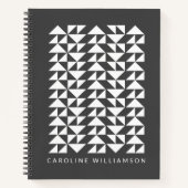 Geometrisches Dreieck Muster in Schwarz Notizblock (Vorderseite)