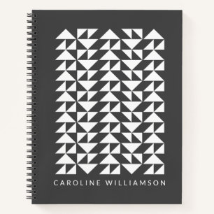 Geometrisches Dreieck Muster in Schwarz Notizblock