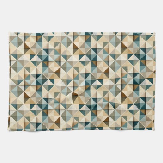 Geometrisches Dreieck-Patchworkmuster Geschirrtuch (Horizontal)