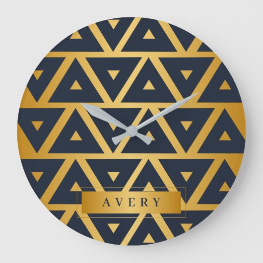 Geometrisches Dreieck Personalisiert Große Wanduhr (Vorderseite)