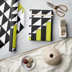 Geometrisches Dreieck Rechteck Schwarz Grün Geschenkpapier