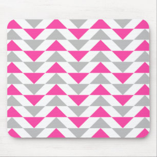 Geometrisches Dreieck-Rosa-graues Weiß-Muster Mousepad