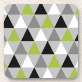 Geometrisches Dreiecke Muster Grau-Zitronengrün Getränkeuntersetzer (Vorderseite)
