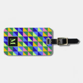 Geometrisches Dreieckmuster Farbige Monogramm Gepäckanhänger (Vorderseite horizontal)