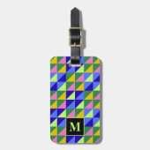 Geometrisches Dreieckmuster Farbige Monogramm Gepäckanhänger (Vorderseite vertikal)