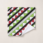 Geometrisches Dreiecksmuster bei diagonalen Streif Badhandtuch Set (Waschlappen)