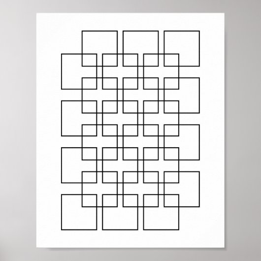 Geometrisches Drucken mit schwarzen VerriegelungsQ Poster (Vorne)