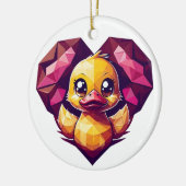 Geometrisches Duckling in einem Kristallherz Keramik Ornament (Links)