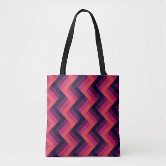Geometrisches dunkles Rosa und blaues Zigzag Zickz Tasche (Vorderseite)
