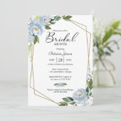 Geometrisches Dusty Blue Floral Brautparty Einladung (Stehend Vorderseite)