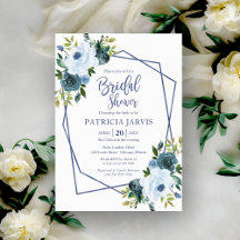 Geometrisches Dusty Blue Floral Brautparty