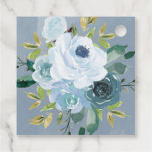 Geometrisches Dusty Blue Floral Brautparty Geschenkanhänger (Rückseite)