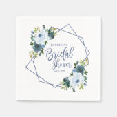 Geometrisches Dusty Blue Floral Brautparty Serviette (Vorderseite)