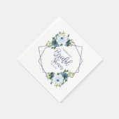 Geometrisches Dusty Blue Floral Brautparty Serviette (Ecke)