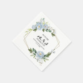 Geometrisches Dusty Blue Floral Brautparty Serviette (Ecke)