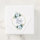 Geometrisches Dusty Blue Gold Floral Brautparty Geschenkanhänger (Beispiel)