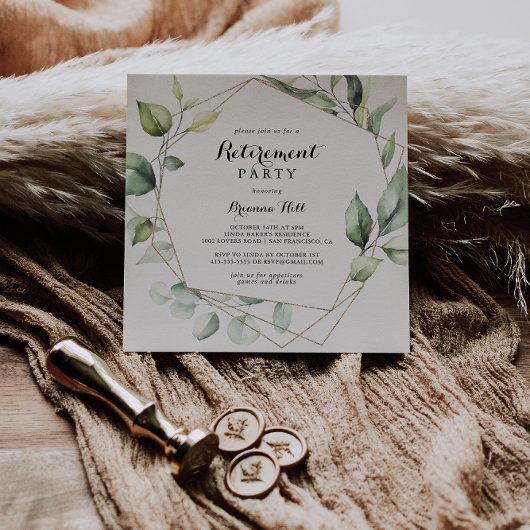 Geometrisches elegantes Gold Greenerity Retirement Einladung