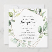 Geometrisches elegantes goldenes Grün Hochzeitsemp Einladung (Vorderseite)