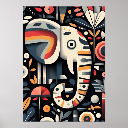 Geometrisches Elephant-Portrait Poster (Vorne)
