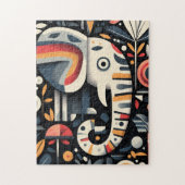 Geometrisches Elephant-Portrait Puzzle (Vertikal)