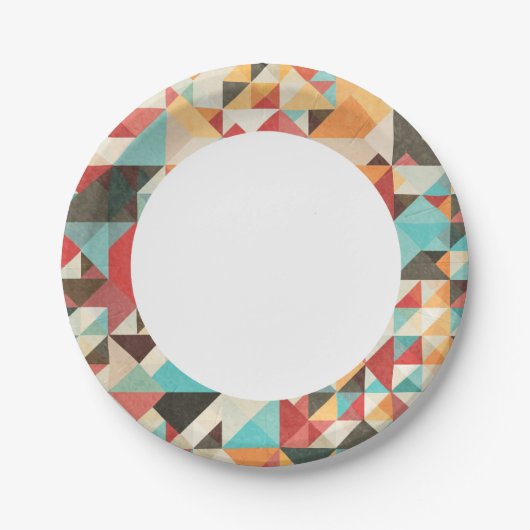 Geometrisches Erdton Pappteller (Vorderseite)