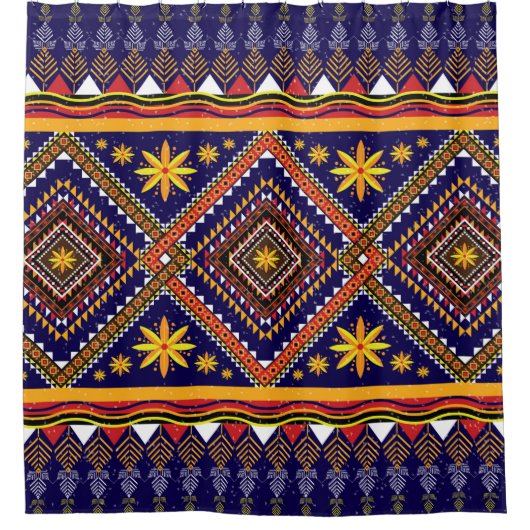 Geometrisches ethnisches orientalisches Ikat-Muste Duschvorhang (Vorderseite)