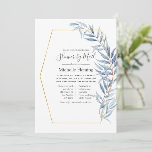 Geometrisches Eukalyptus Baby oder Brautparty per Einladung (Stehend Vorderseite)