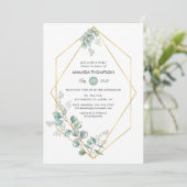 Geometrisches Eukalyptus-Brautparty Einladung (Stehend Vorderseite)