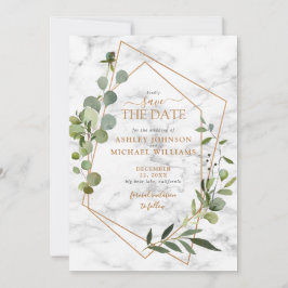 Geometrisches Eukalyptus-Foto für Kupfer Save the Date