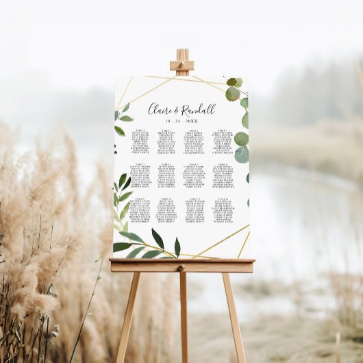 Geometrisches Eukalyptus-Hochzeitdiagramm Poster