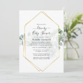 Geometrisches Eukalyptus-Laufwerk durch Dusche Einladung (Stehend Vorderseite)