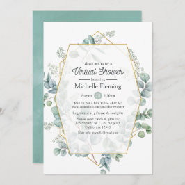 Geometrisches Eukalyptus Virtual Baby oder Brautpa Einladung