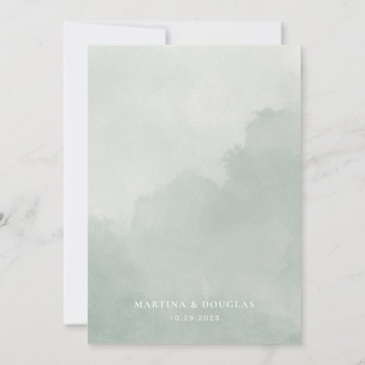 Geometrisches Eukalyptus Wedding Save the Date Car Einladung (Rückseite)