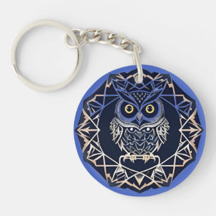 🦉 Geometrisches Eulen-Muster Kunst Charme 🦉 Schlüsselanhänger
