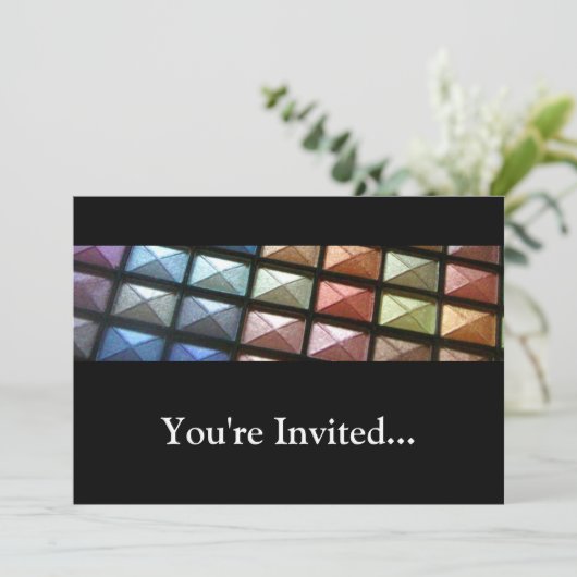 Geometrisches Eyeshadow Makeup Einladung (Stehend Vorderseite)