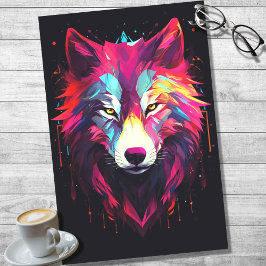 Geometrisches Faceted Wolf Decoupage Paper Seidenpapier